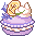 It's a lavender macaron filled with vanilla white buttercream, adorned with a lemon slice and lavender.